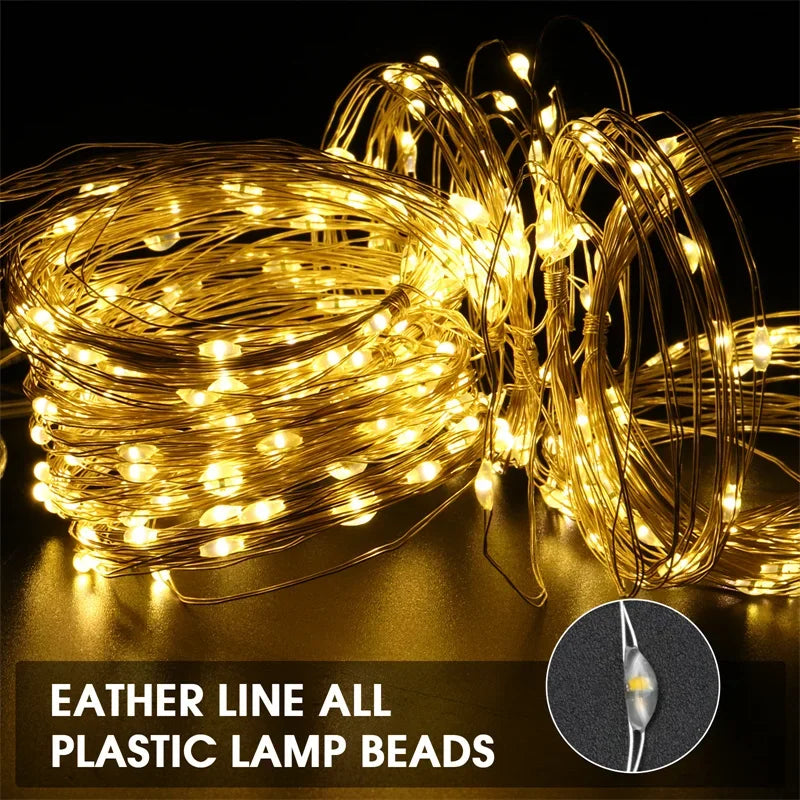 3M LED Curtain Garland Window Lights - USB String Fairy Festoon with Remote Control for New Year and Christmas Home Decorations