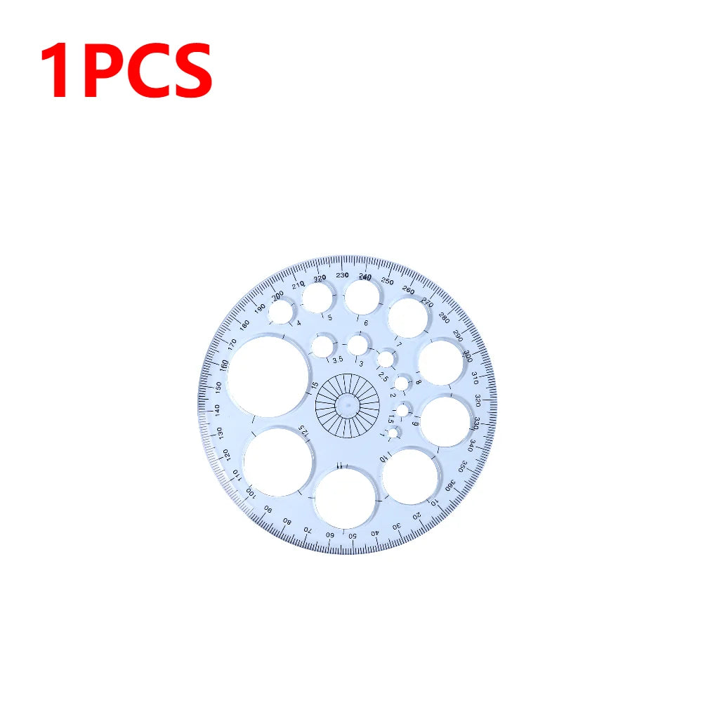 5-in-1 Multifunction Geometry Template Ruler – Plastic Measuring Tool with Circle & Shape Drawing Stencils