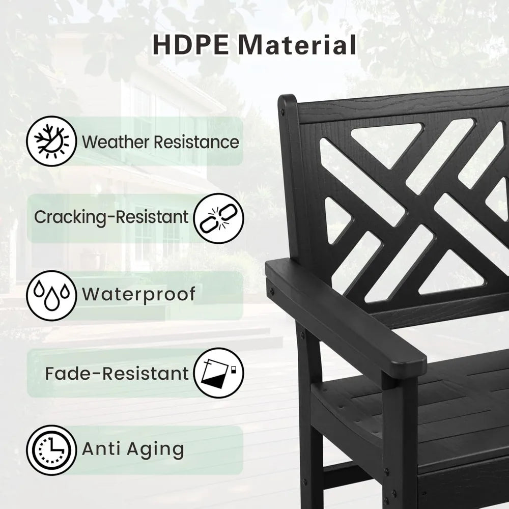 7-Piece Outdoor Dining Set – All-Weather HDPE Patio Table & Chairs with Wood Grain Finish and Umbrella Hole
