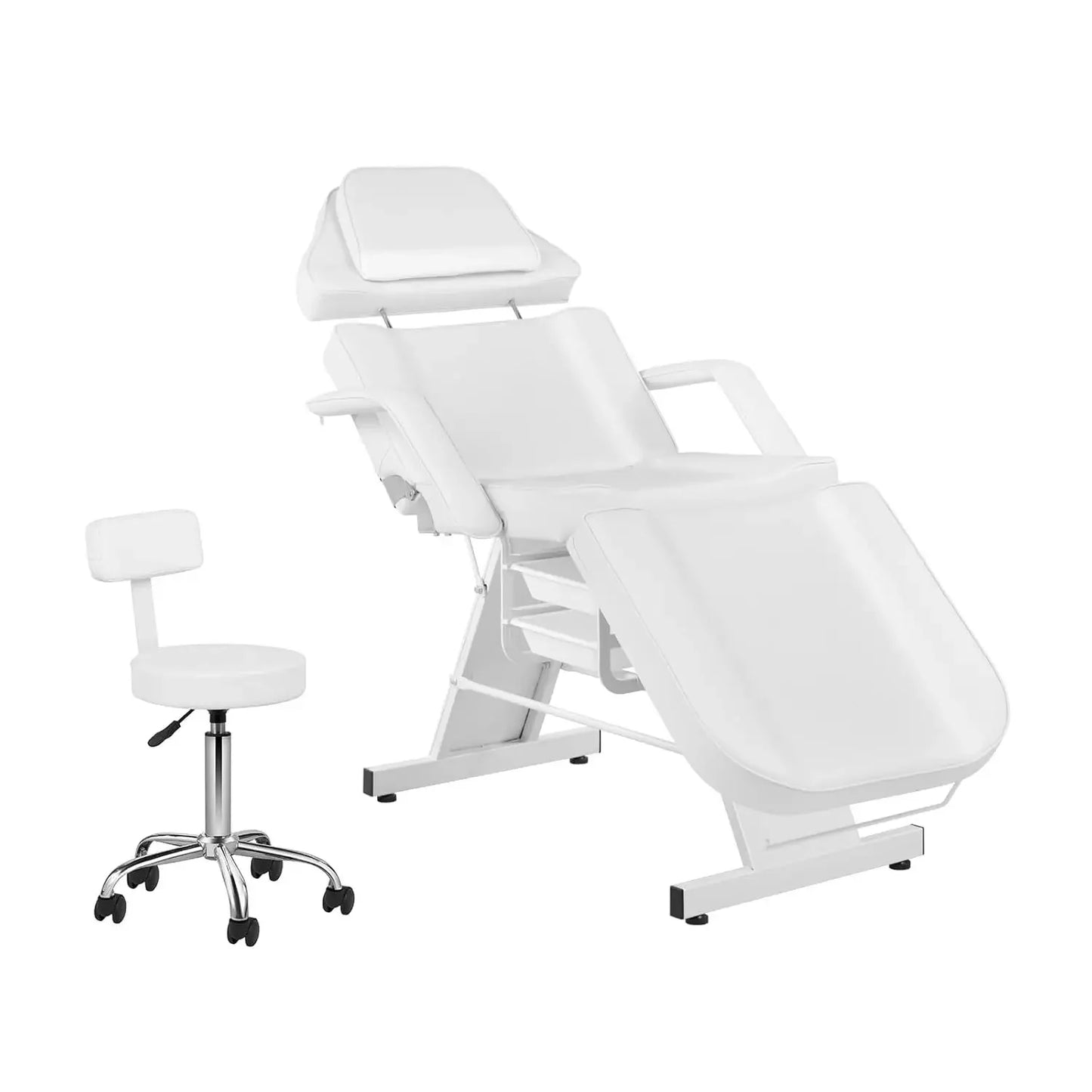 Adjustable 73" Facial Massage & Tattoo Chair with Matching Stool – Professional Salon & Spa Station