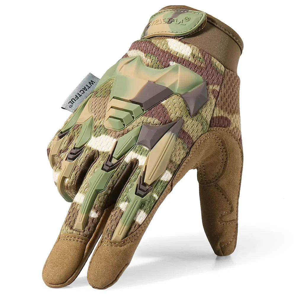 Multicam Full Finger Tactical Gloves for Men - Ideal for Army, Combat, Airsoft, Cycling, Outdoor Activities, Hiking, Shooting, Paintball, and Hunting.