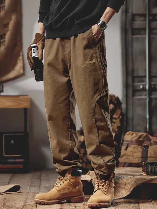 Men’s Casual Multi-Pocket Work Pants – Relaxed Fit Outdoor Trousers for Fall & Everyday Use