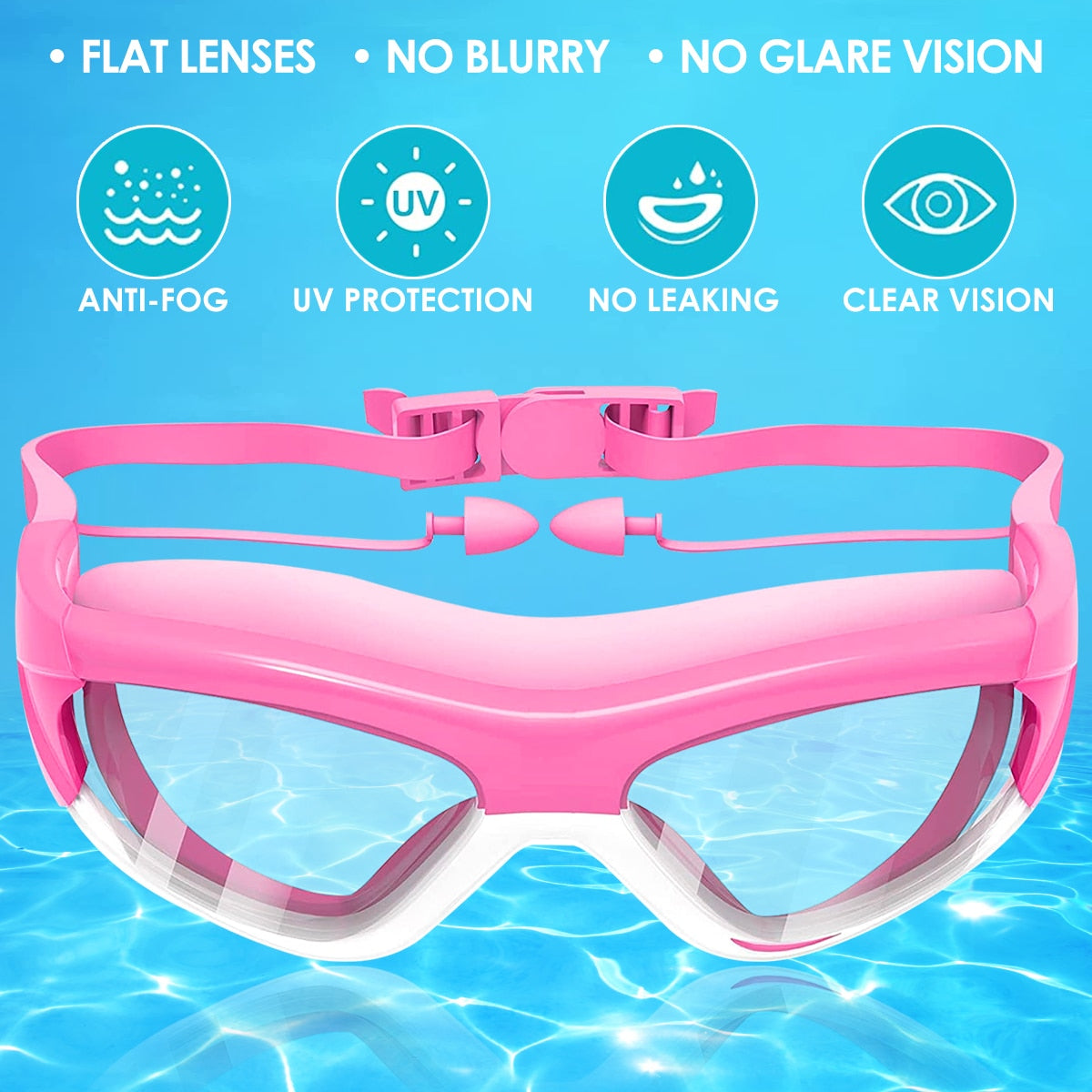 Waterproof Kids Swimming Goggles Set: High-Definition, Anti-Fog, with Strap, Nose Clip, and Earplugs