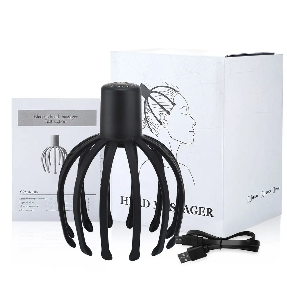 Electric Octopus Claw Scalp Massager: Hands-Free, Rechargeable Head Scratcher for Therapeutic Stress Relief and Hair Stimulation!