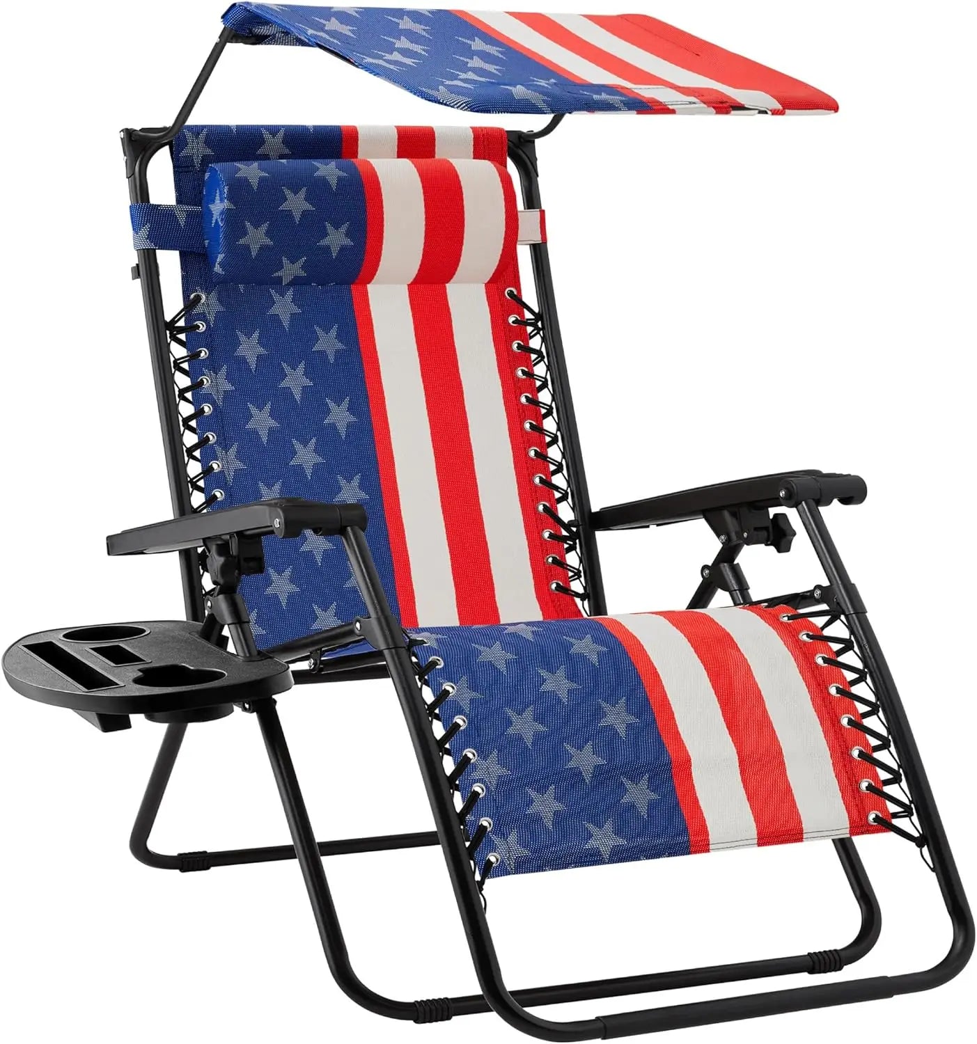 Folding Zero Gravity Recliner Chair – Outdoor Patio Lounge with Adjustable Canopy, Headrest & Side Tray
