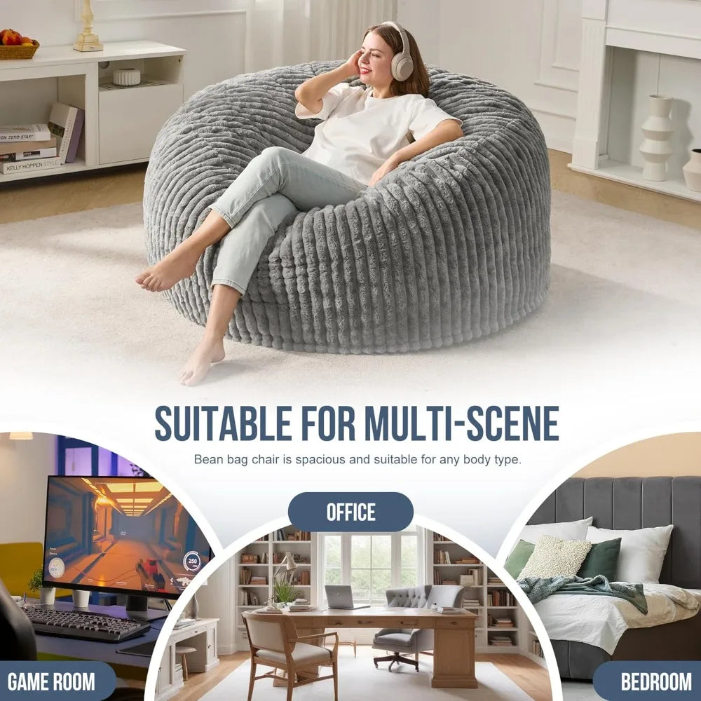 Ultimate Chill Spot: Oversized Ergonomic Bean Bag for Gaming & Lounging