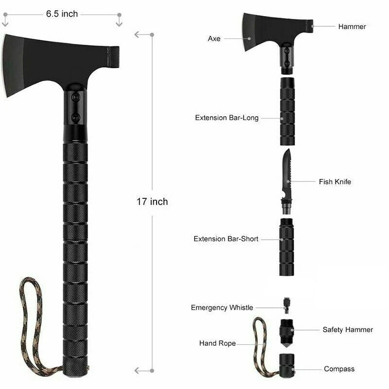 Unlock Versatility with the Multifunctional Shovel Ax Set - Your Essential Survival Kit, Featuring a Folding Tactical Hatchet, Spade, Tomahawk, and Portable Outdoor Tools for Camping and Garden Activities.