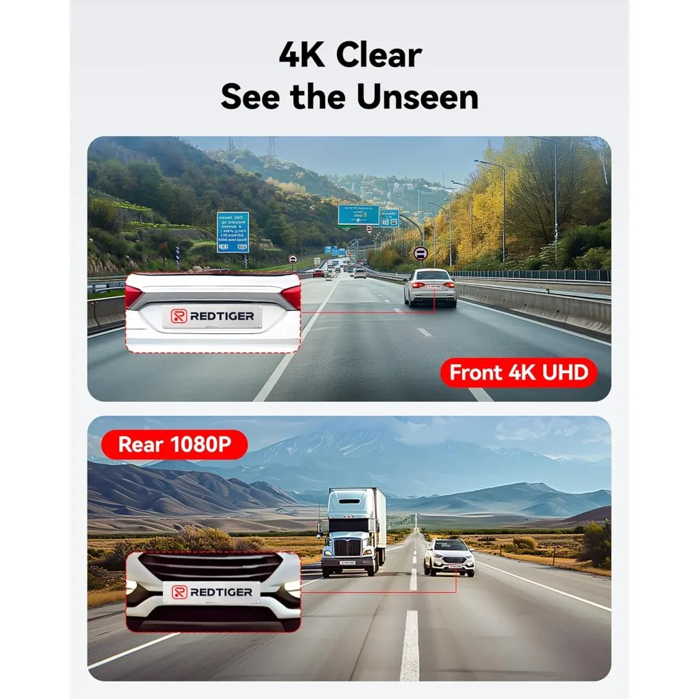 4K/2.5K Full HD Dash Cam with Front & Rear Cameras | Free 32GB Card, Wi-Fi GPS, 3.16” IPS Screen, and Night Vision