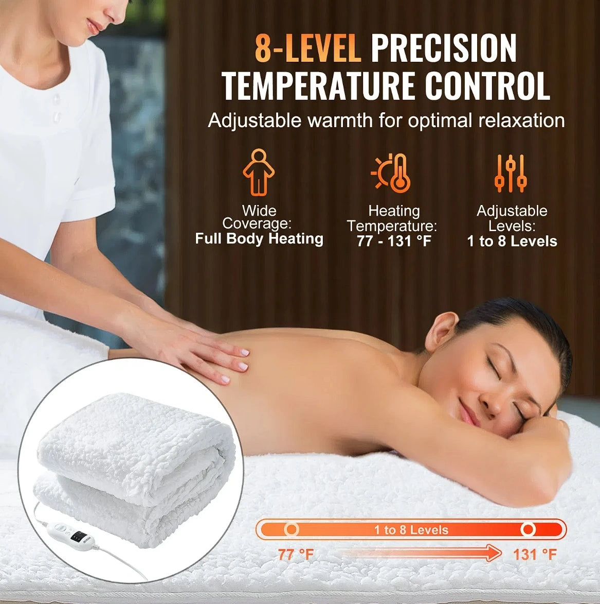 Massage Table Heating Pad – 1" Thick Fleece Warmer with Adjustable Heat & Timer Control