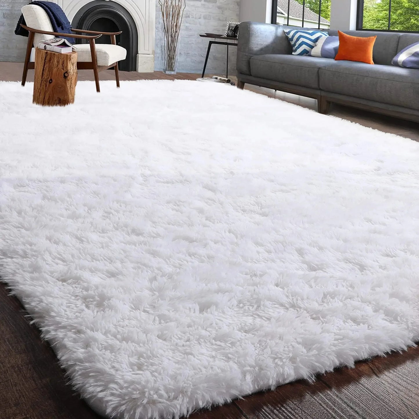 Fluffy Area Rug – Soft Fuzzy Bedroom & Living Room Carpet, Non-Slip Design for Kids' Rooms & Hardwood Floors