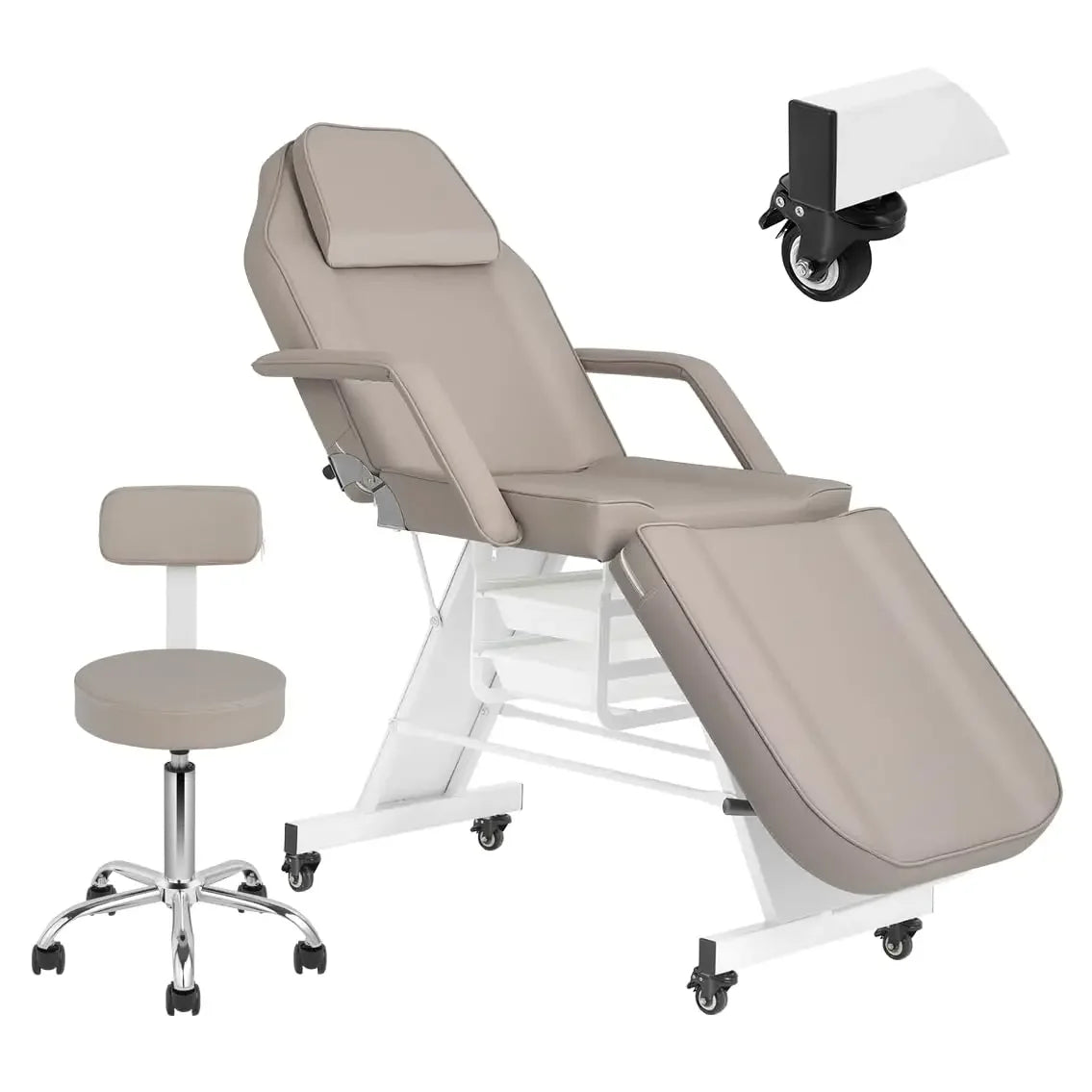 Adjustable 73" Facial Massage & Tattoo Chair with Matching Stool – Professional Salon & Spa Station