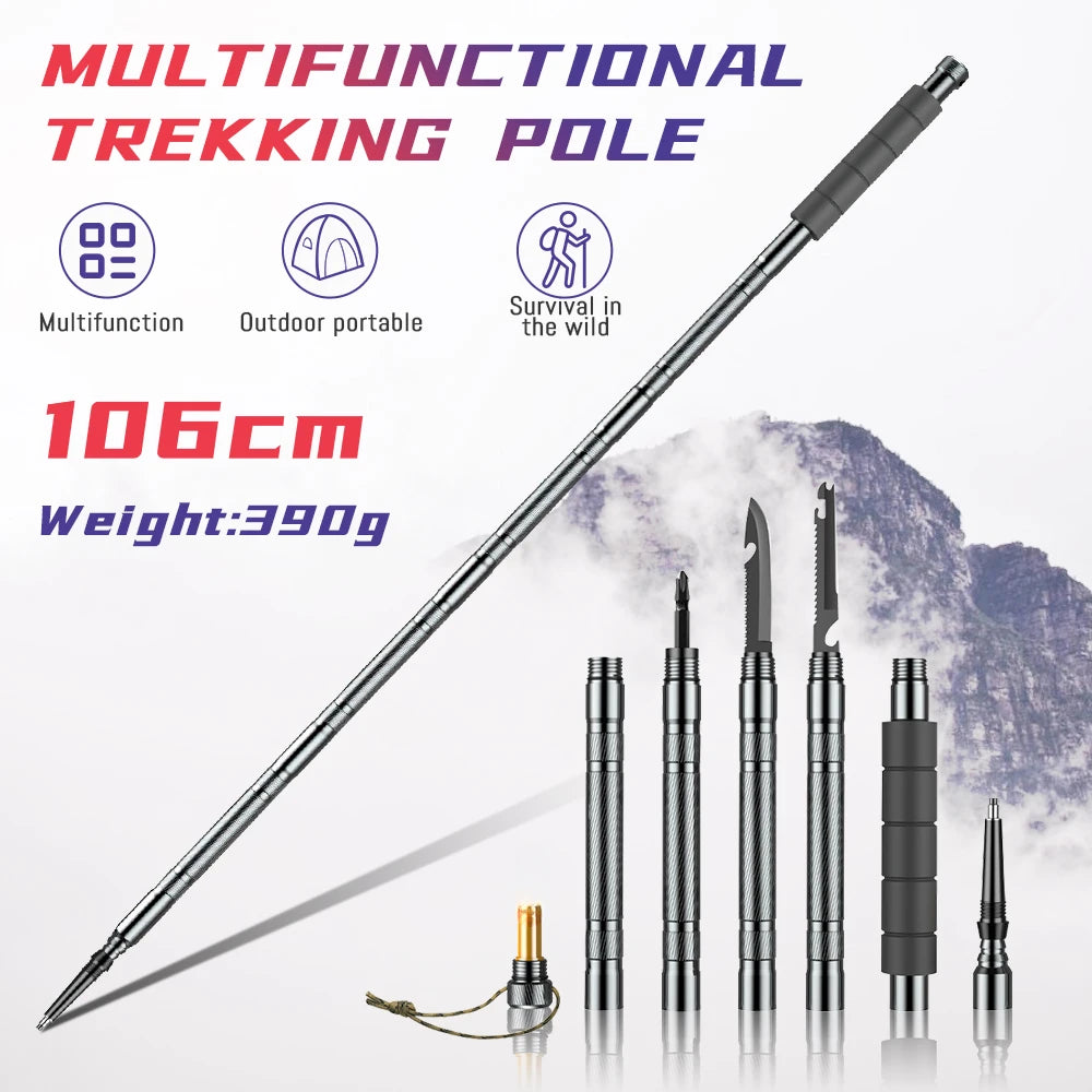 Multifunction Collapsible Trekking Poles – Lightweight Telescopic Hiking & Climbing Sticks for Walking and Mountaineering