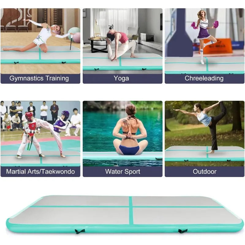 Train Anywhere: Inflatable Gymnastics Tumbling Mat with Electric Pump – 4” Thick Support