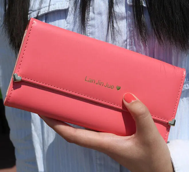 👜 Women's PU Leather Long Wallet – Trifold Clutch Purse & Mobile Bag