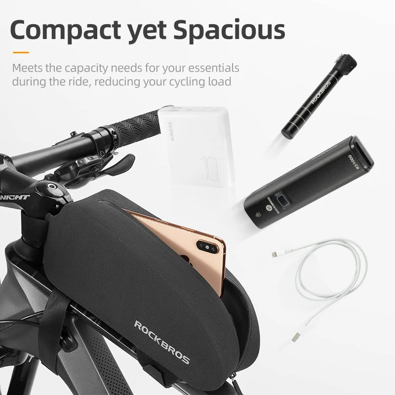 Waterproof Hard Shell Bike Frame Bag – Large Capacity Top Tube Storage for MTB & Road Bikes
