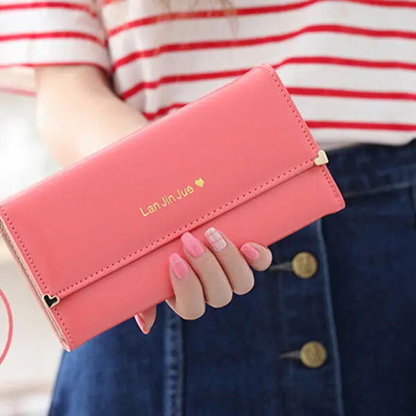 👜 Women's PU Leather Long Wallet – Trifold Clutch Purse & Mobile Bag