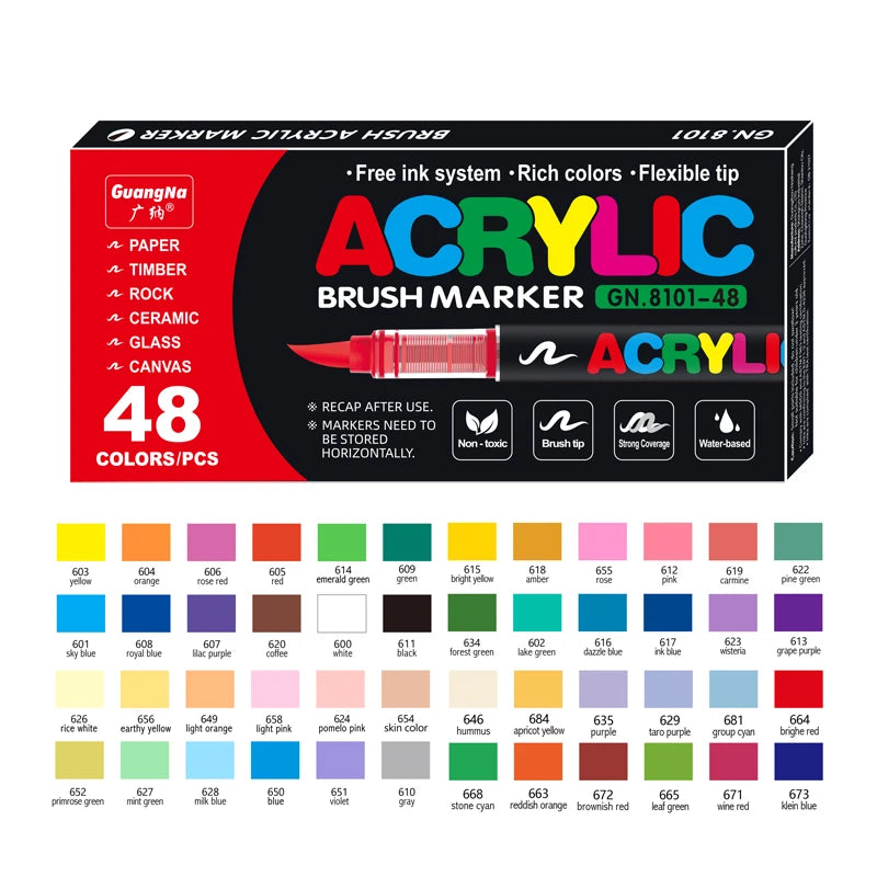 12–120 Colors Acrylic Paint Pens – Brush Tip Markers for Rock, Wood, Canvas, Stone | DIY Crafts & Christmas Gift