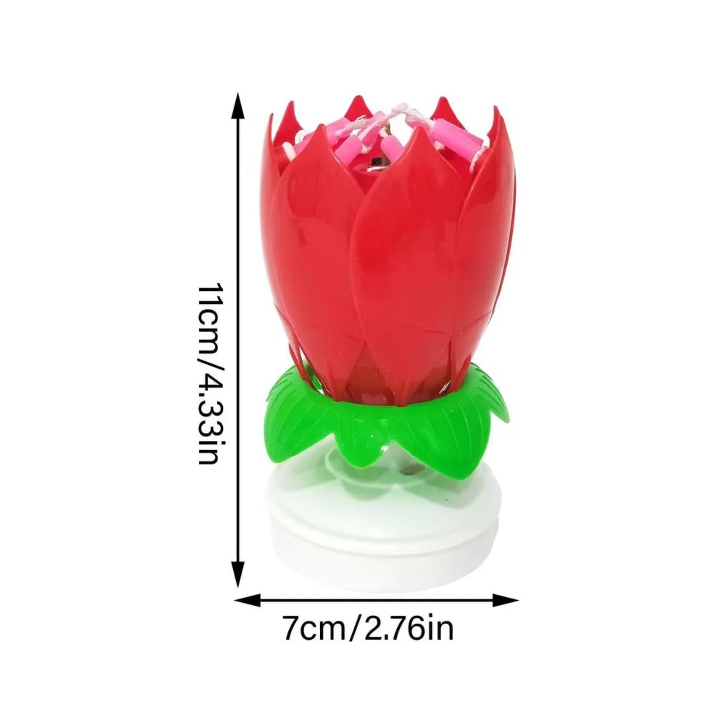 Rotating Lotus Music Candle – Artificial Blossom Candle for Birthday Cake Decoration with Flat Bottom Design