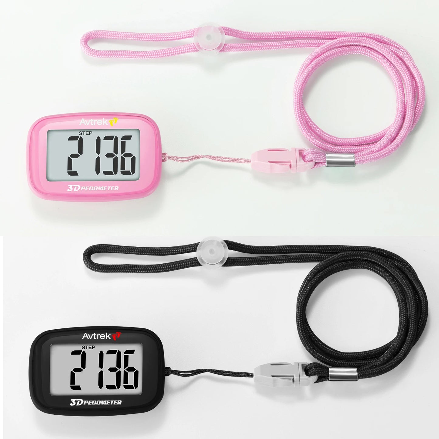 Avtrek 3D Mini Digital Step Counter Pedometer – Portable Pocket Step Tracker with Clock for Walking, Running, Outdoor Fitness