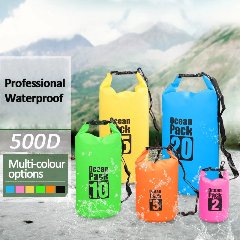 Waterproof Swimming Dry Bags: 500D Dry Sack Options in 2/5/10/15/20/30L for Boating, Fishing, Rafting