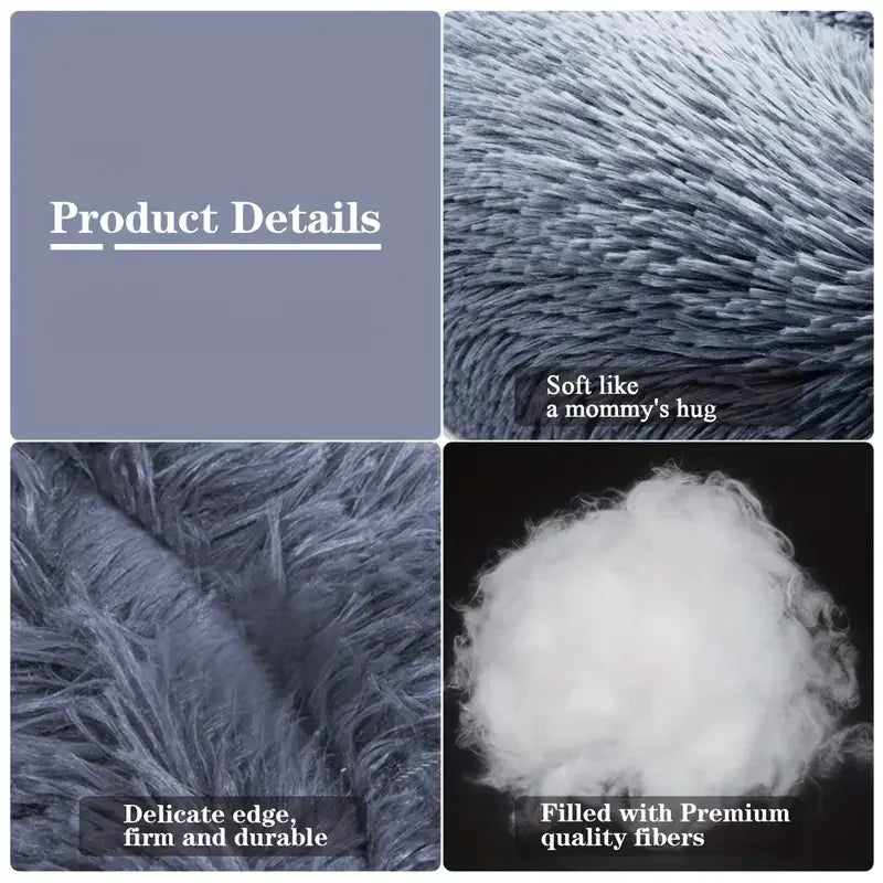 Round Plush Dog & Cat Bed – Winter Warm Washable Pet Bed for Small, Medium & Large Pets
