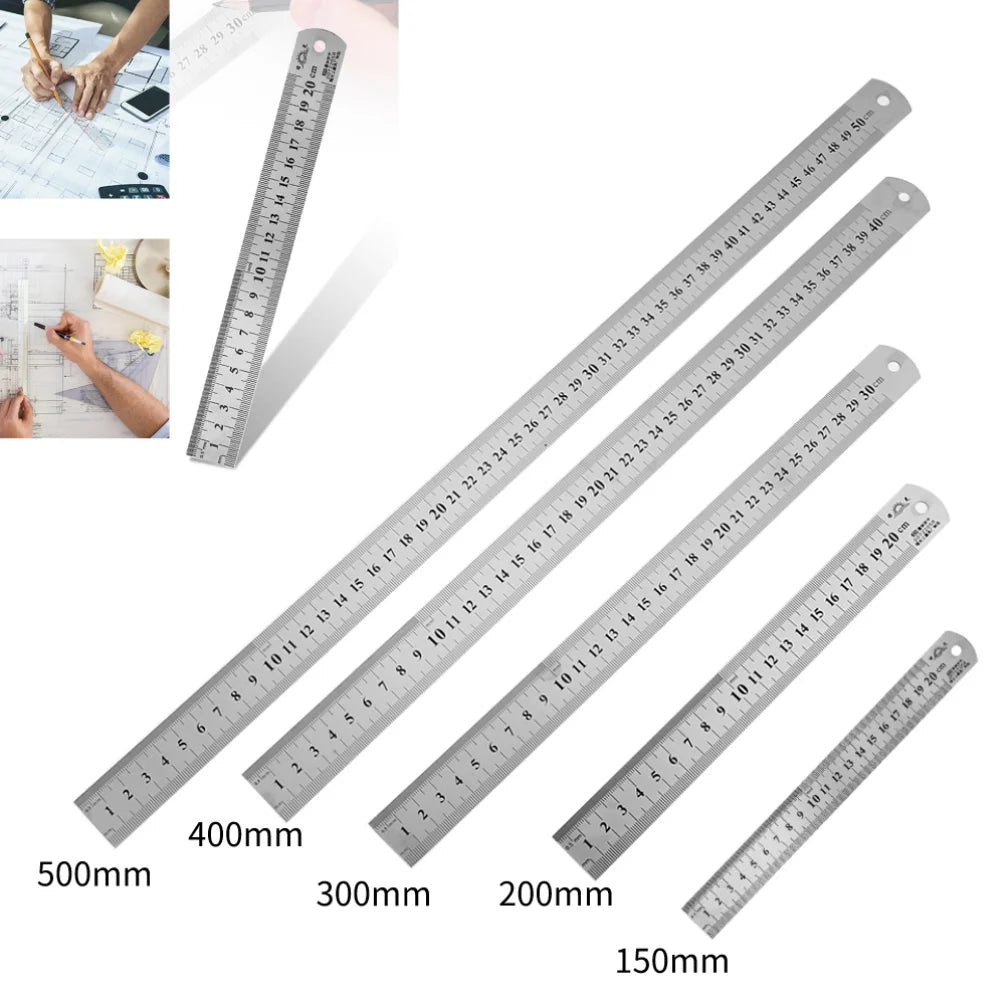 Stainless Steel Precision Ruler – Double-Sided Metric Measuring Tool (15cm–40cm)