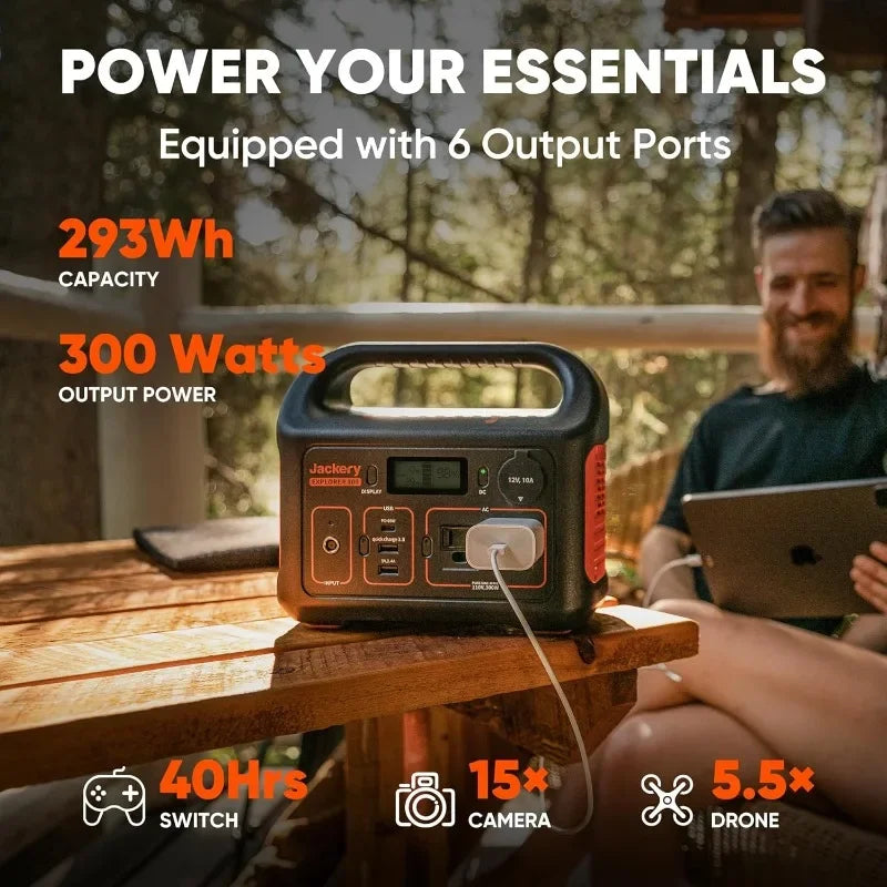 Jackery Portable Power Station Explorer 300 – 293Wh Backup Lithium Battery, Solar Generator (Solar Panel Optional), Compact & Efficient Power for Outdoors and Emergencies