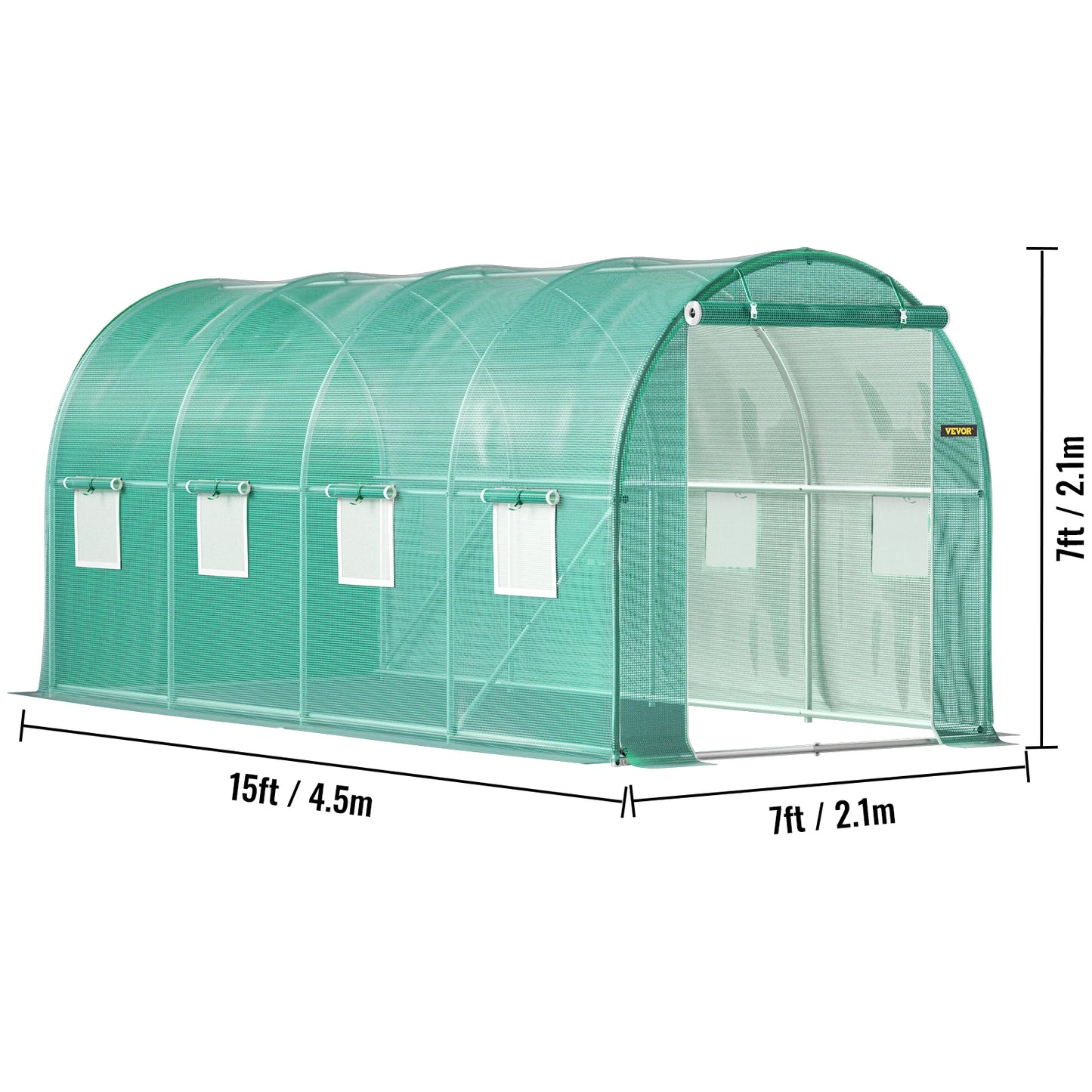 VEVOR Walk-in Tunnel Greenhouse: Galvanized Frame with Waterproof Cover - Available in Various Sizes (15x7x7/10x7x7/20x10x7/12x7x7 ft)