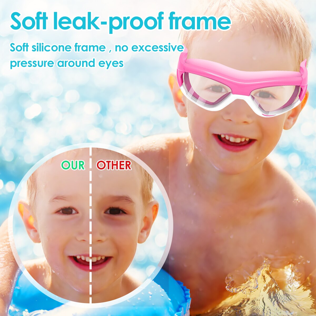 Waterproof Kids Swimming Goggles Set: High-Definition, Anti-Fog, with Strap, Nose Clip, and Earplugs