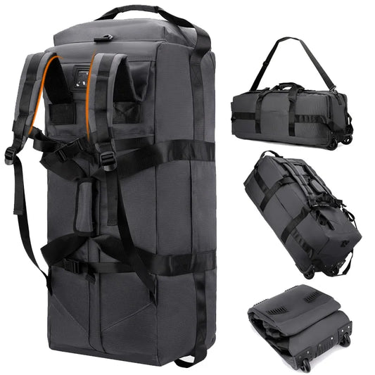 Foldable Wheeled Duffle Bag – Large-Capacity Travel & Camping Backpack with Rolling Design