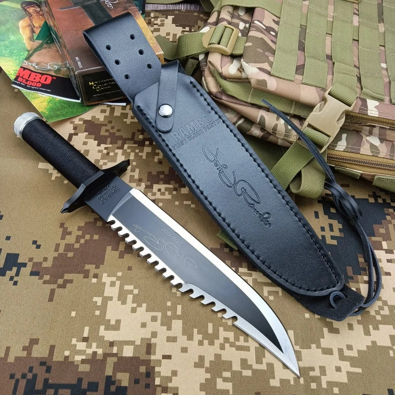 Tactical Fixed Blade Survival Knife – High Hardness 9Cr18Mov Steel with Paracord Handle for Outdoor & Combat Use