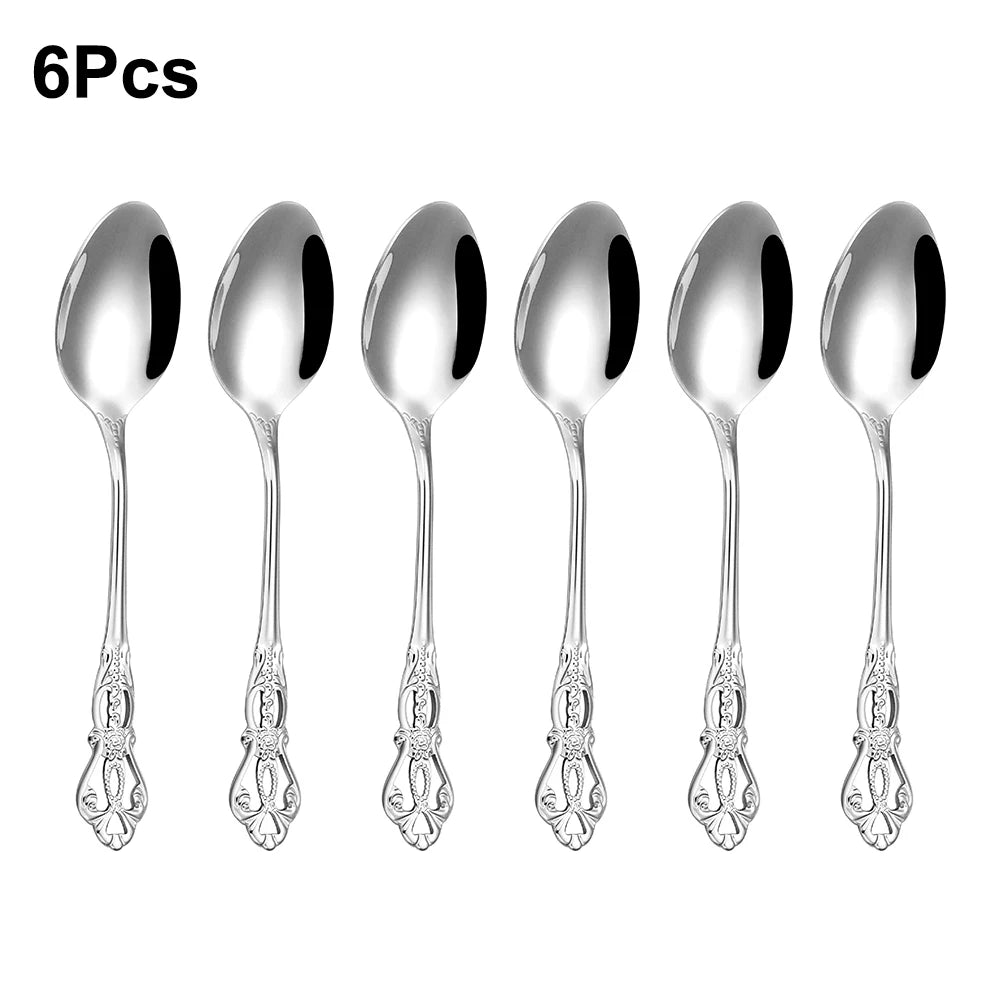 6/24/30-Piece Luxury Silver Cutlery Set – Elegant Stainless Steel Flatware for Stylish Dining