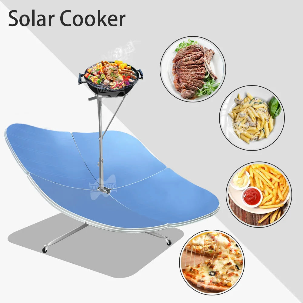 Portable Solar-Powered BBQ Oven: 2000W Outdoor Cooker for Camping with Sun Reflective Heaters