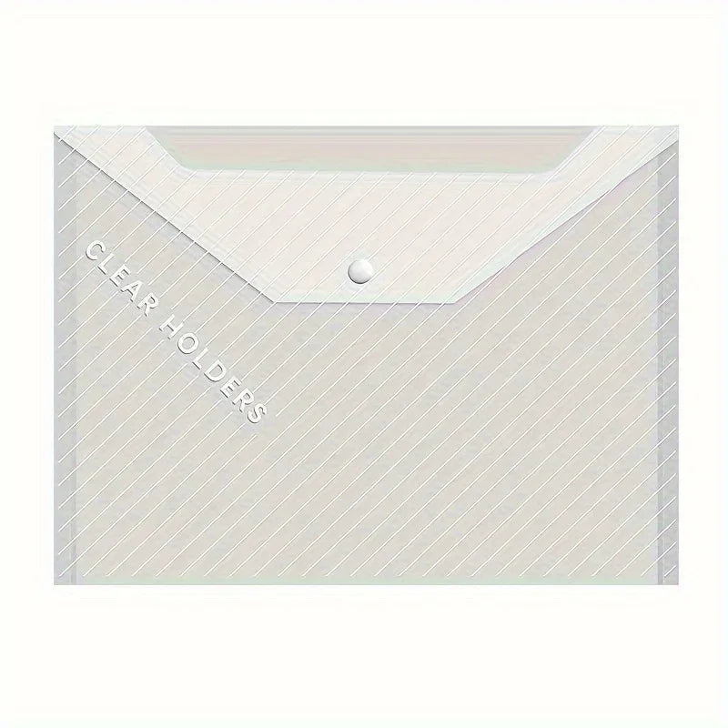 20pcs Transparent Document Bag, Plastic A4 Snap Button Data Bag, Office File Storage Bag For Students