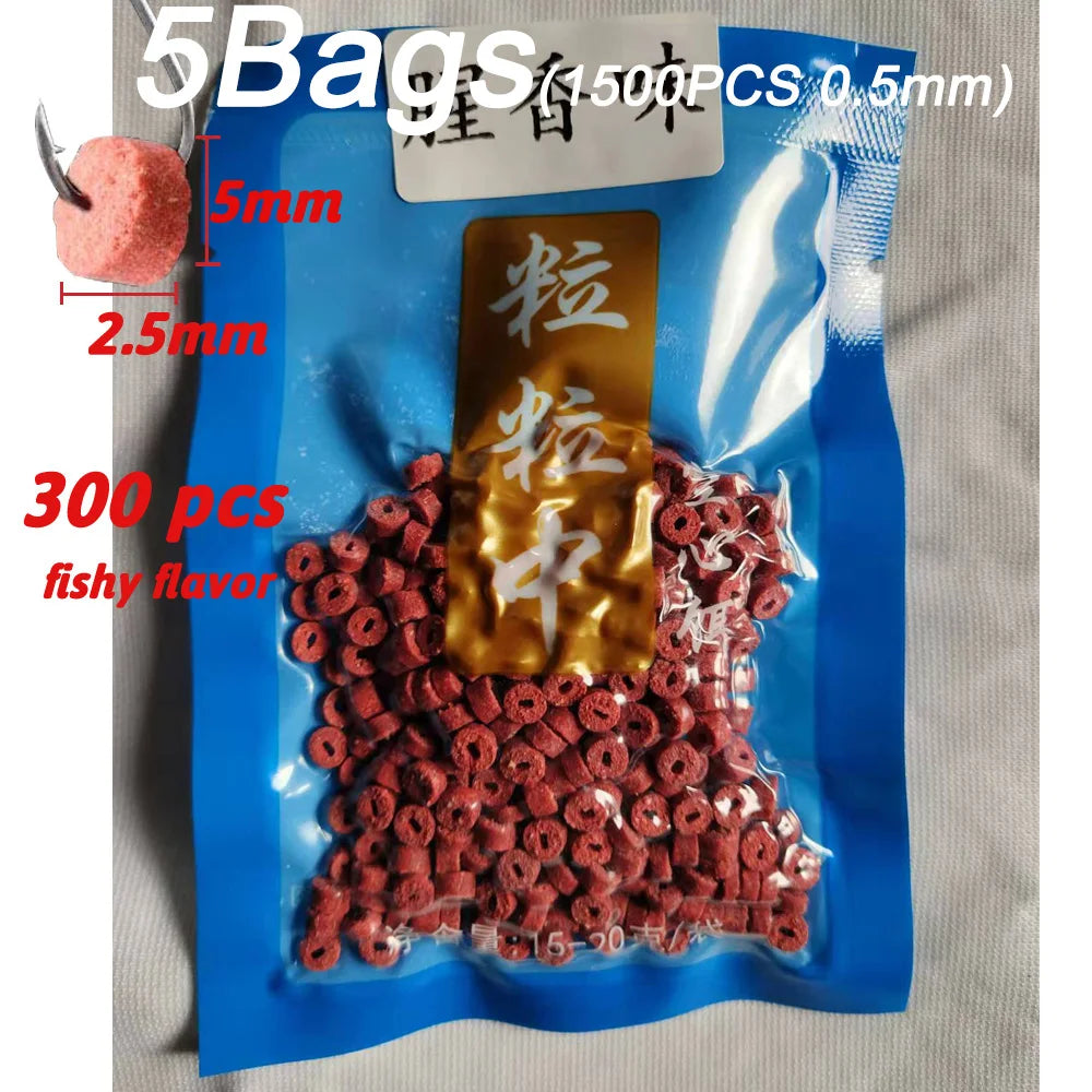 5-Pack Fish Attractant Bait – Hollow Granular Lure with Strong Scent for Carp & Soft Bait Hook Fishing