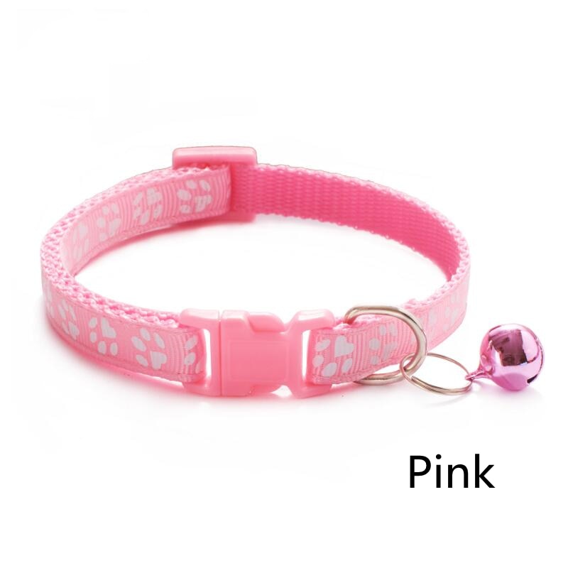 Colorful Cartoon Footprint Cat Accessories: Adjustable Kitten Collar with Safety Bell Ring Necklace