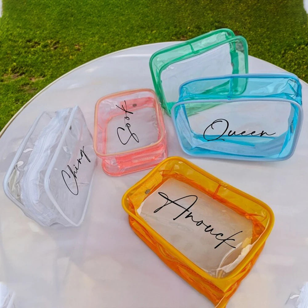 Personalized Clear Makeup Bag – Custom Waterproof Cosmetic Bag with Large Capacity, Perfect for Travel, Bridesmaids Gifts, and Party Decorations