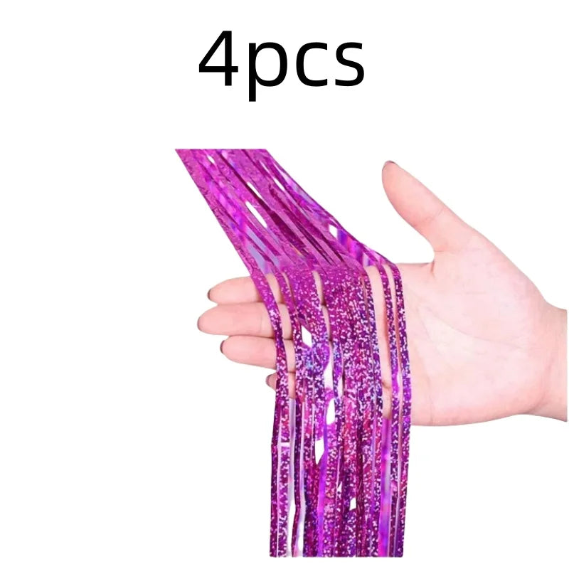 2-Pack Metallic Tinsel Fringe Curtains – 2x1M Glitter Party Backdrops for Birthday, Wedding, Bachelorette & Event Decor