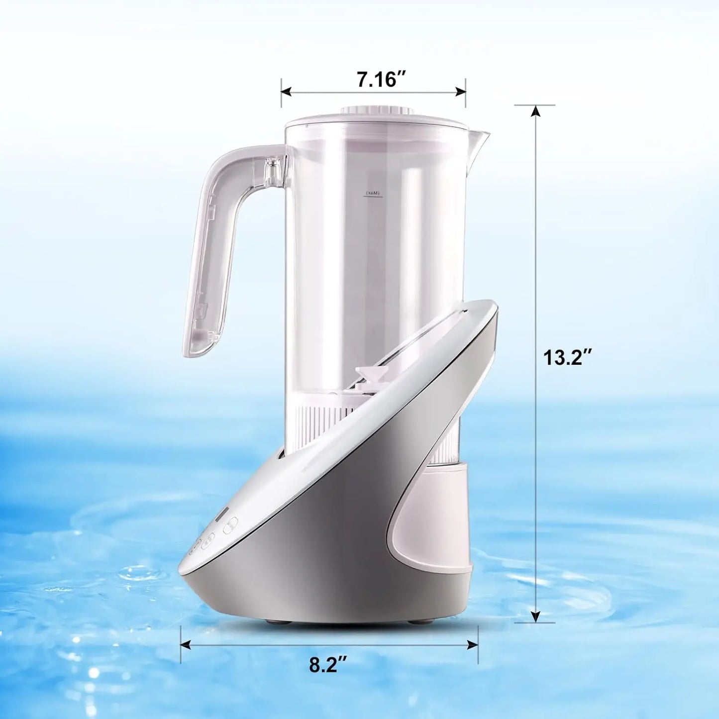 Water Pitcher: Balances pH Levels and Filters with Calcium Sulfite, Includes Hydrogen Water Generator