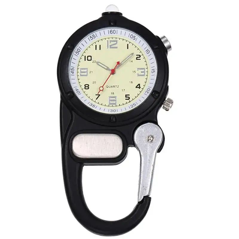Carabiner Clip Watch with LED Light – Portable Outdoor Nurse Fob Watch for Climbing, Mountaineering & Sports