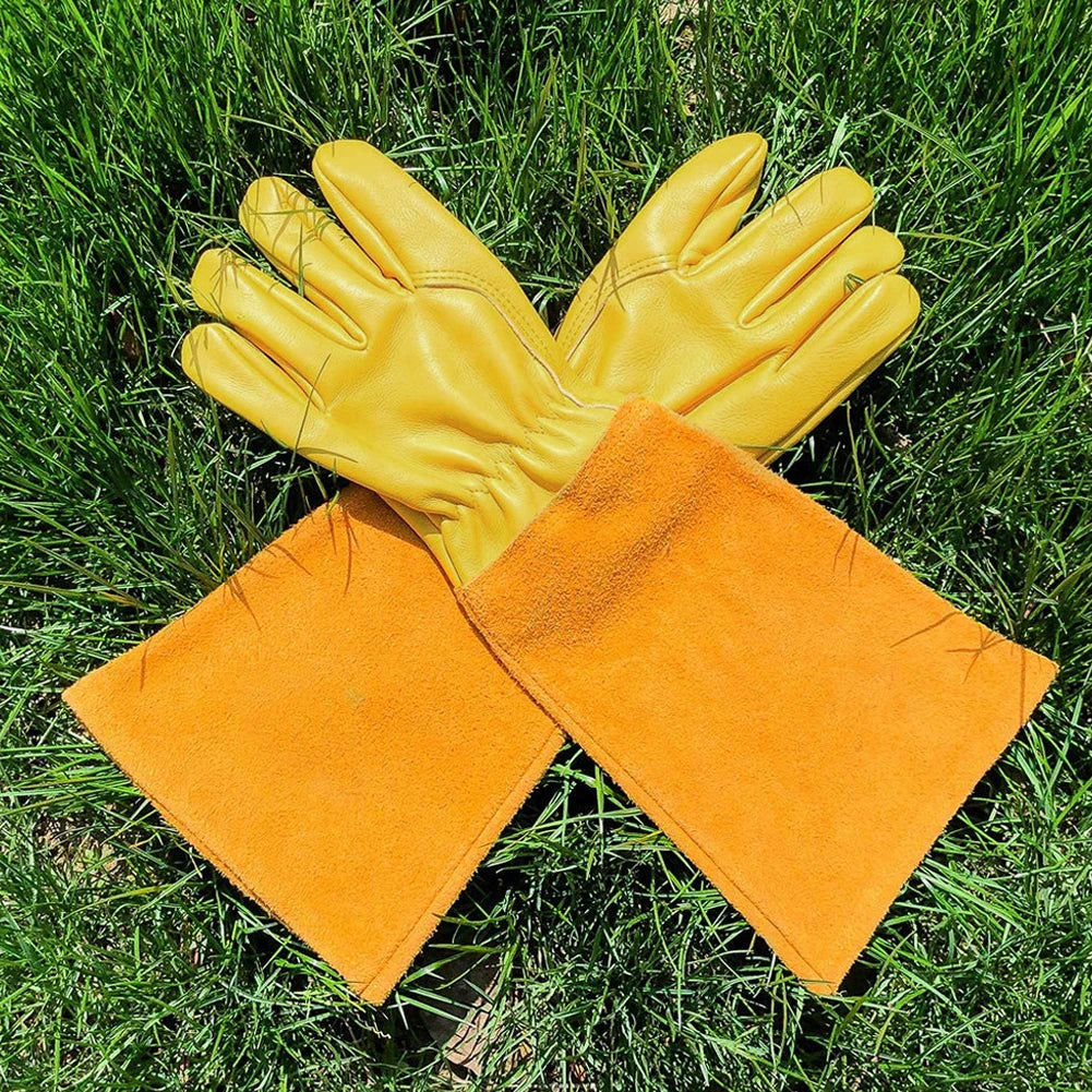 2-Pack Leather Gauntlet Gloves: Breathable, Long Sleeve for Rose Pruning – Perfect Gardening Gloves for Men & Women!