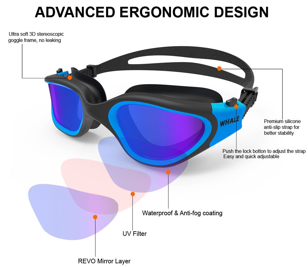 Experience Clear Vision with Professional Adult Swimming Goggles: Anti-Fog, UV Protection, Waterproof, and Adjustable Silicone for Men and Women