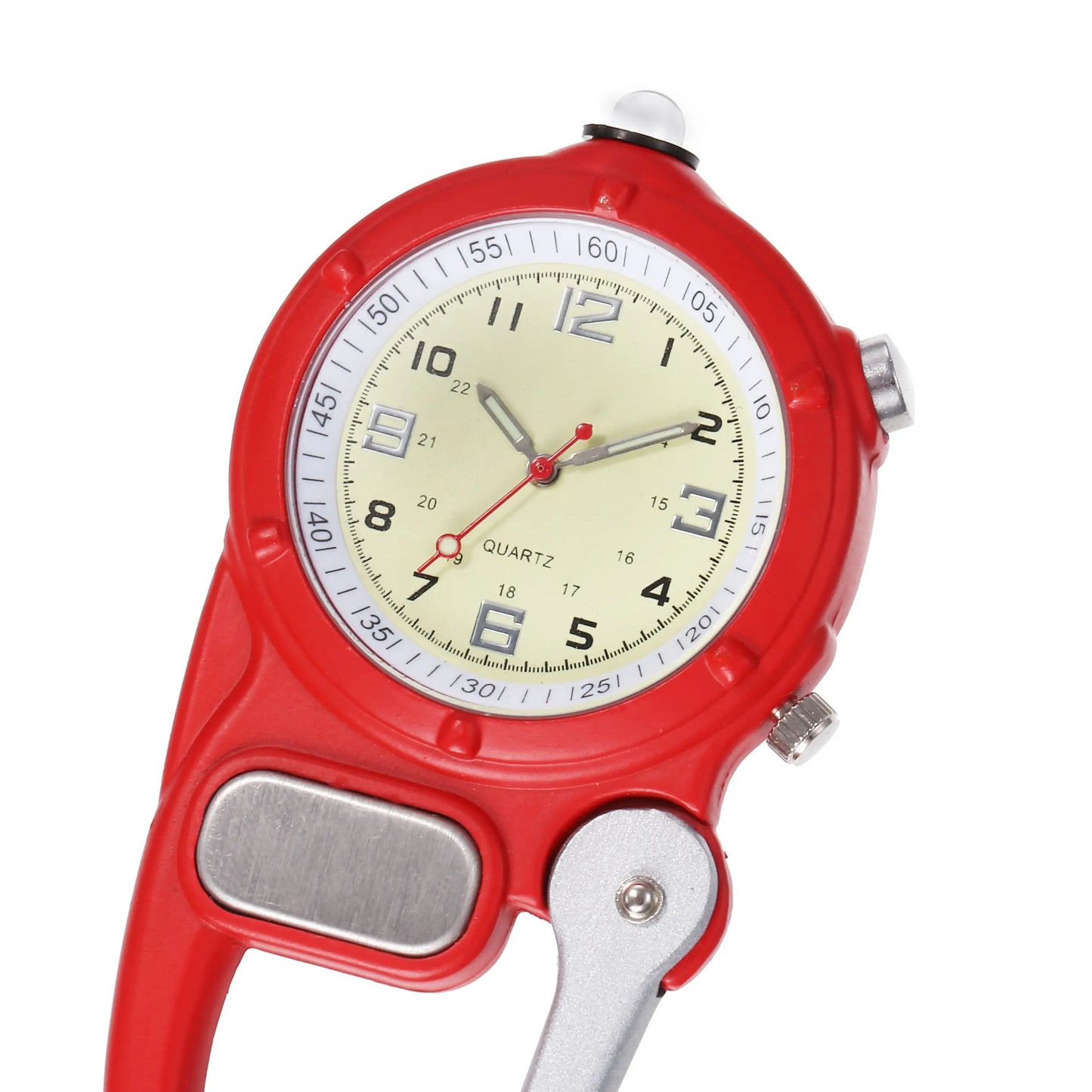 Carabiner Clip Watch with LED Light – Portable Outdoor Nurse Fob Watch for Climbing, Mountaineering & Sports