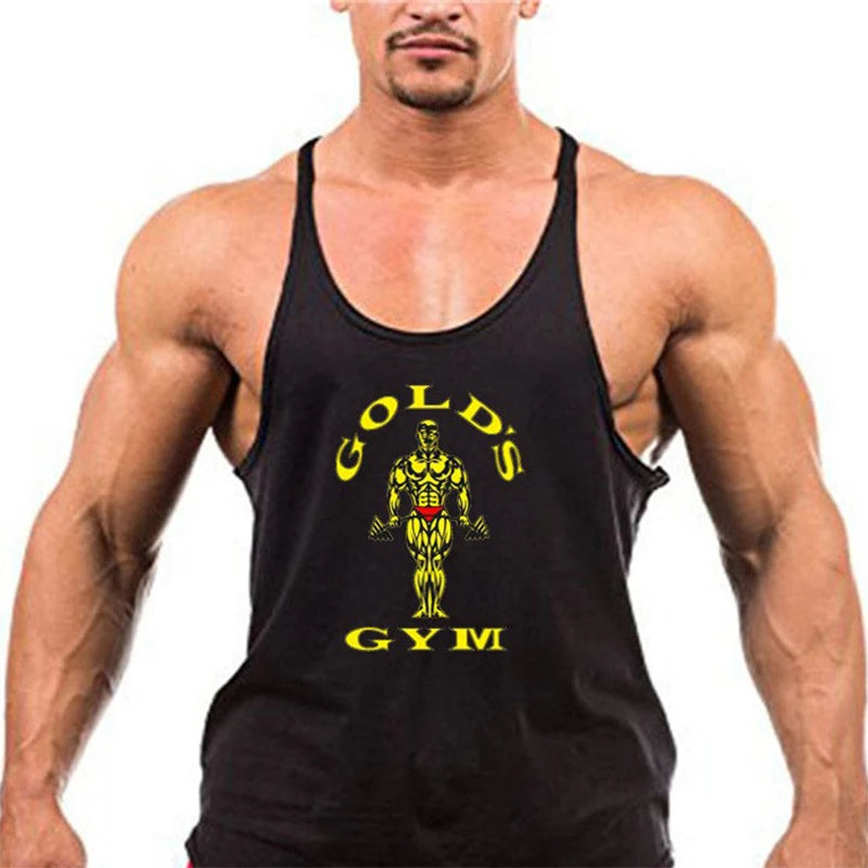 Men's Summer Print Y-Back Tank Top - Stylish Sleeveless Gym Shirt for Workout & Bodybuilding