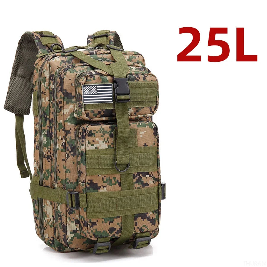 Outdoor-Ready Gear: 25L/50L Tactical Backpack for Camping, Hiking, & Sports