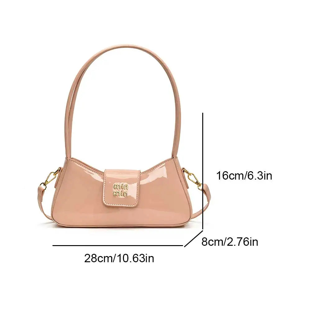 2025 Light Luxury Patent Leather Ladies Shoulder Bag – High-End PU Tote, Underarm Handbag & Crossbody Purse