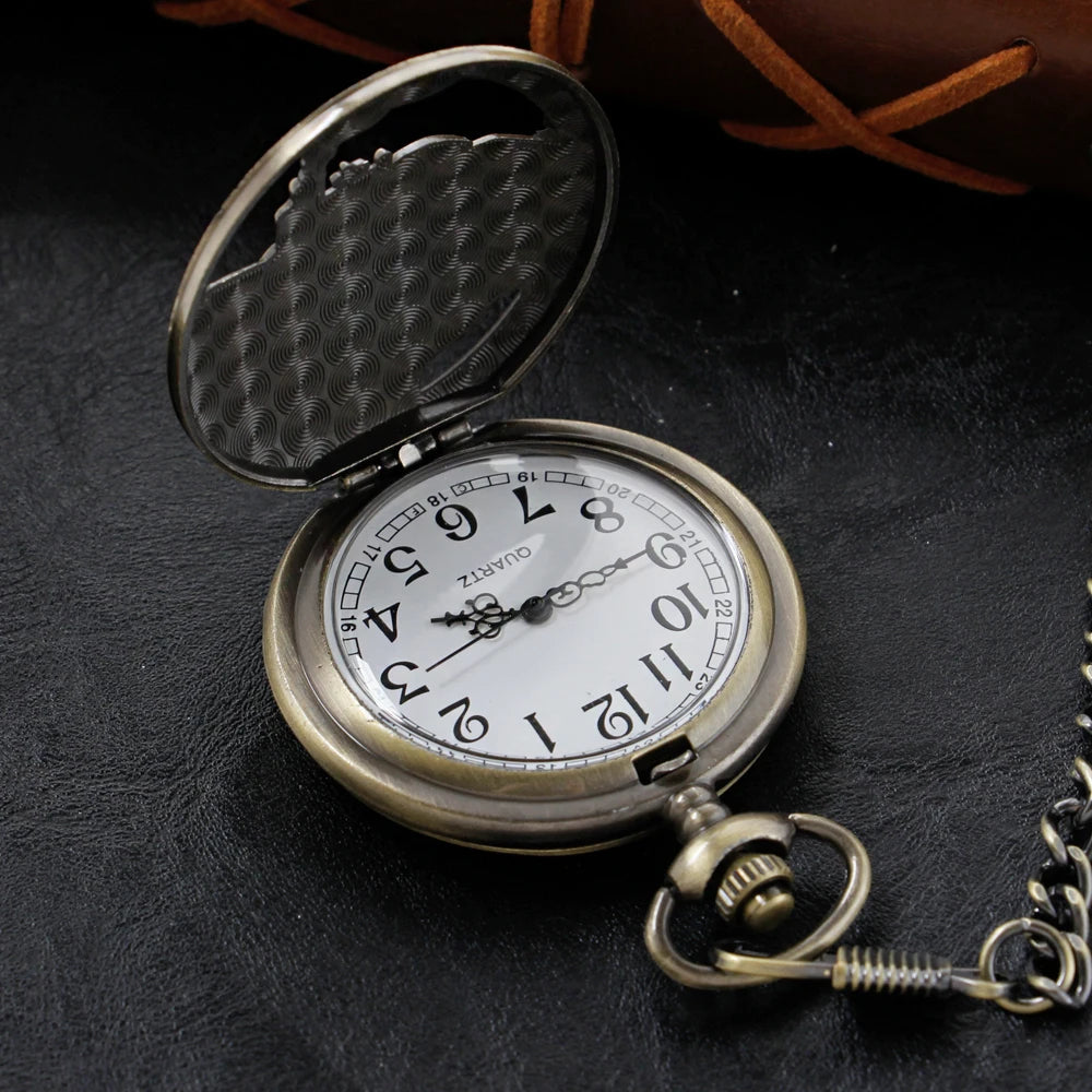 Steampunk Power Quartz Pocket Watch – Retro Fashion Necklace Pendant Clock for Men & Women, Holiday or Train Commemorative Gift