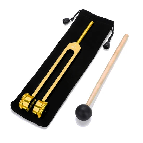 128C Tuning Fork Therapy Set: Neurological Healing, Chakra Alignment, Massage Vibration – Includes Mallet, Bag, & Ball Hammer!