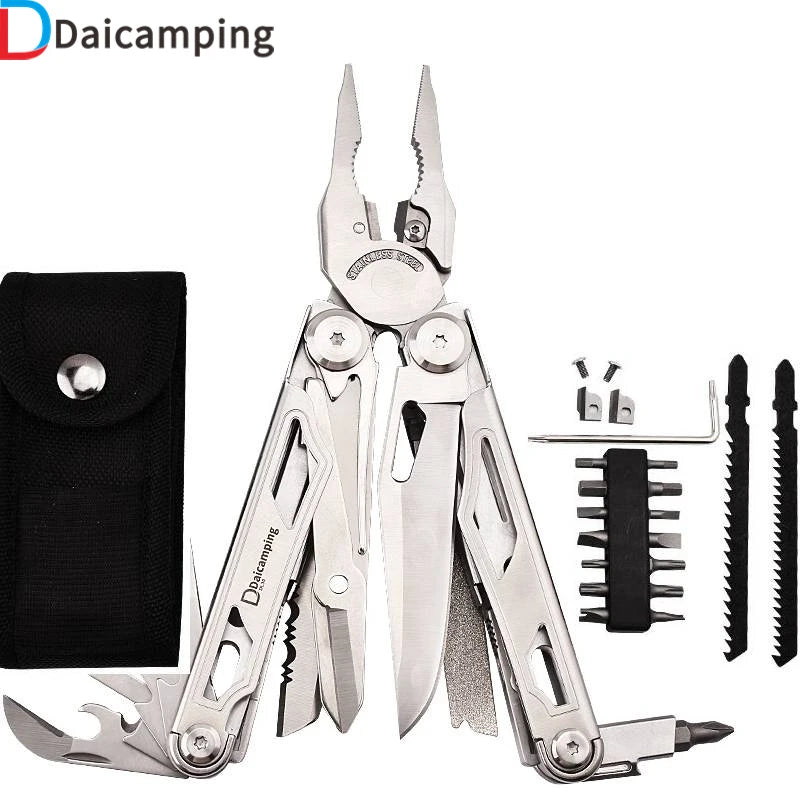DL30 Multi-Tool Folding Pliers Set – 13-in-1 EDC Survival Gear with Knife, Scissors, Screwdrivers & More