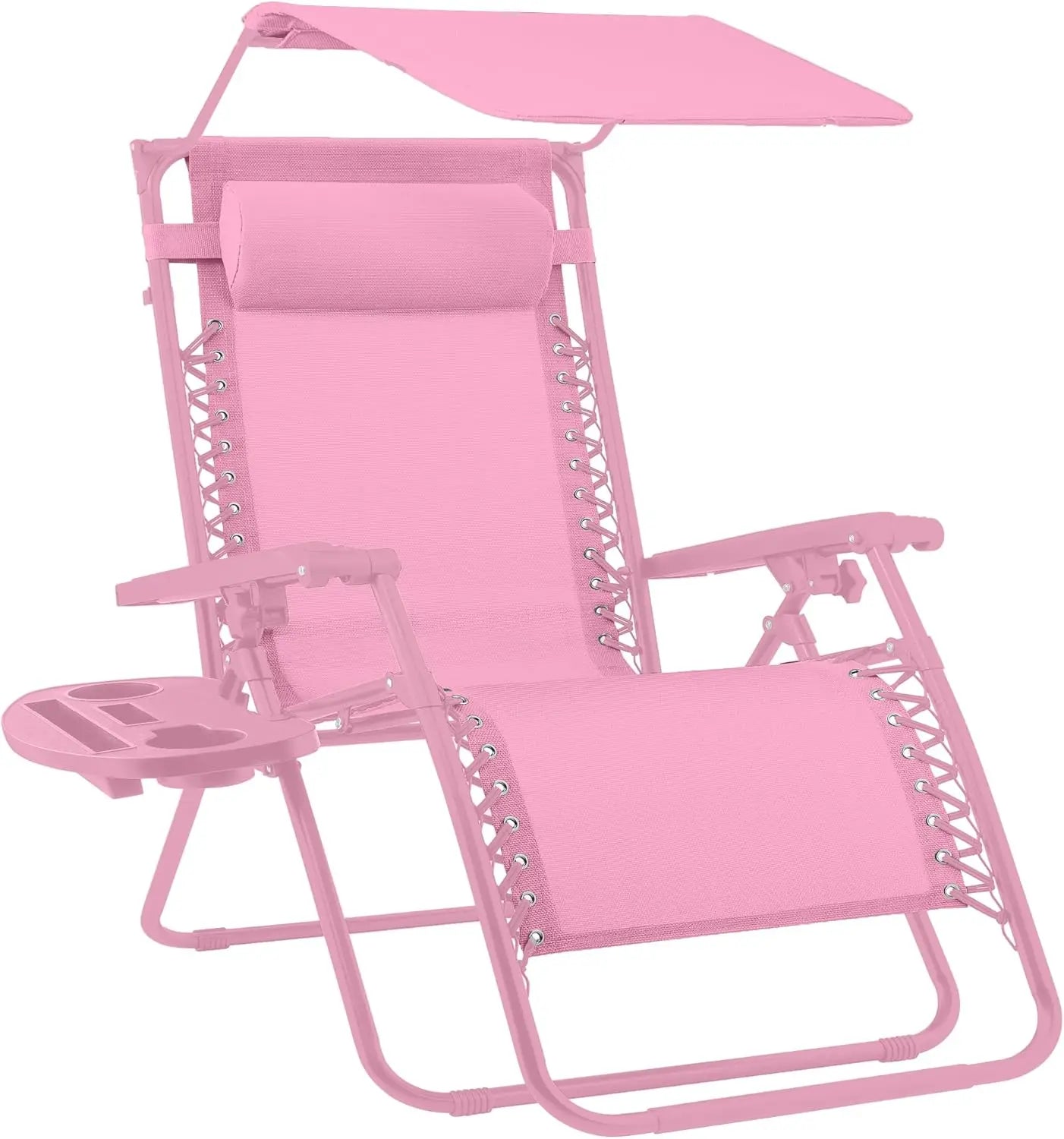 Folding Zero Gravity Recliner Chair – Outdoor Patio Lounge with Adjustable Canopy, Headrest & Side Tray